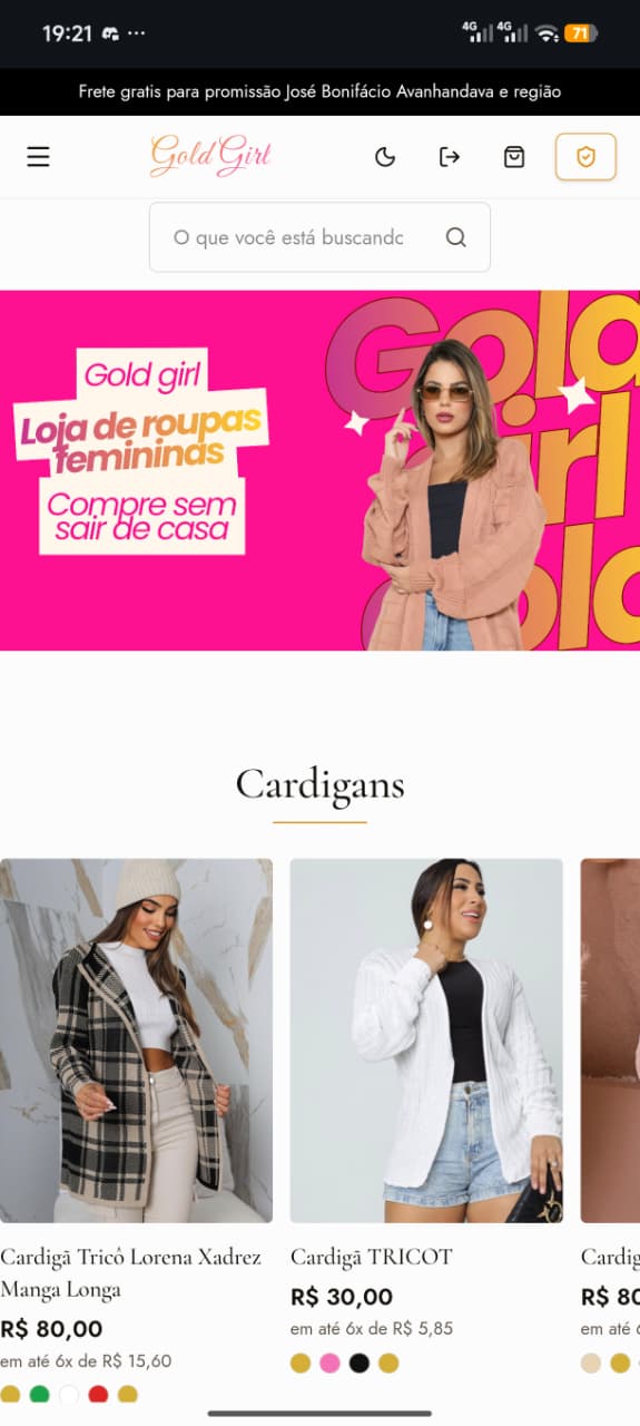 Site criado na SystemMax — Gold Girl